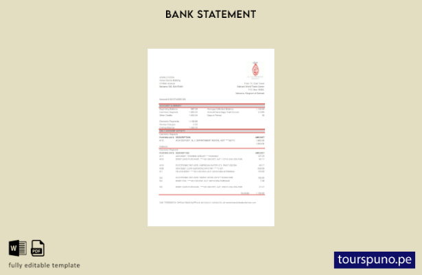 listo para imprimir plantilla de Excel de extracto bancario de Bahrein Al Salam